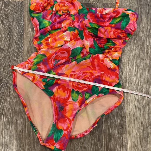 Vintage 90s one piece swimsuit floral bright tropical slimming Small - Picture 8 of 14
